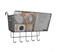 Cesta de almacenamiento colgante para dormitorio y habitaciones pequeñas, organizador de metal resistente sin instalación de taladro, mantiene los elementos esenciales organizados y cerca (B)