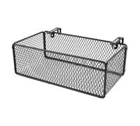 Cesta de almacenamiento colgante para mesita de noche con construcción de arte de hierro y espacio ajustable para una organización eficiente del dormitorio (negro)