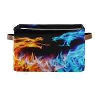 Cesta de almacenamiento con estampado de dragón abstracto de Bigjoke, cubo de almacenamiento de juguetes, cesta de almacenamiento plegable con asas de tela para estantería, guardería y oficina
