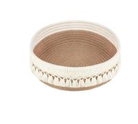 Cesta De Almacenamiento Con Flecos Trenzados De Estilo Campestre - Organizador De Cosméticos Naturales Beige Y Blanco