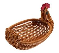Cesta de almacenamiento con forma de pollo, para frutas de ratán sintético | Cesta de almacenamiento trenzada con forma de animal | Organizador de escritorio - Material de ratán sintético - para