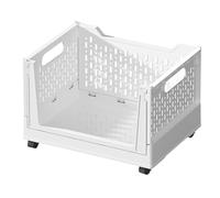 Cesta de almacenamiento con ruedas, organizador plegable con ruedas, carrito de libros portátil, de almacenamiento de aperitivos, estante plegable para despensa, ruedas de deslizamiento suave que