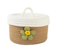 Cesta de almacenamiento con tapa decorativa amarilla, pequeña cesta de cuerda de algodón con tapa, cestas de escritorio, canastas de regalo, cesta de regalo, sala de estar, mesa de café, escritorio