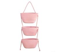 Cesta de almacenamiento de 3 niveles montada en la pared para un uso eficiente del área de pared no utilizada en vivienda pequeña o compartida (rosa)