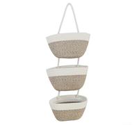 Cesta de almacenamiento de 3 niveles para sala de estar, alternativa que soporta plantas, libros, decoración y accesorios personales (blanco-marrón)