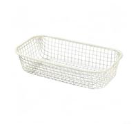 Cesta de almacenamiento de alambre de metal para escritorio, organización de papelería de oficina y encimera de cocina, soporte compacto, 16,2 x 9 x 3,6 cm (blanco)