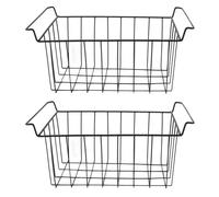 Cesta De Almacenamiento De Alambre para Congelador, Estante Organizador con Revestimiento De PE, Contenedor Negro para Estantes De Refrigerador, 2 Uds.(47.5cm*24.5cm*20cm)