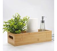 Cesta de Almacenamiento de Bambú para Rollos de Papel Higiénico, Cesta de Baño de Madera, Caja de Madera Decorativa para la Organización del Baño (38 x 15 x 10 cm)