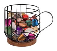Cesta de almacenamiento de cápsulas de café, soporte de cápsulas de café, soporte de café grande para cesta, cafeterías, base de café, organizador de cocina