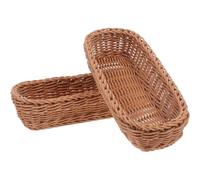 Cesta de Almacenamiento de Cocina 2 Piezas, Organizador para Cubiertos y Palillos, Cesta Rectangular de Ratán Sintético Marrón 26x12x6 Cm, Adecuado para Comedor y Restaurante