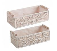 Cesta de almacenamiento de cuerda Boho - Cesta organizadora hecha a mano | Cestas de ropa tejidas a mano con estructura natural para un almacenamiento elegante | Cesta decorativa - Entrada de baño