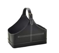 Cesta de almacenamiento de cuero, estructura de MDF, soporte para revistas, flores de vino, frutas, con asa superior para regalos de vacaciones (pequeño, negro)