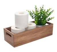 Cesta de Almacenamiento de Madera de Acacia para Rollos de Papel Higiénico, Cesta de Baño de Madera, Caja Decorativa para la Organización del Baño