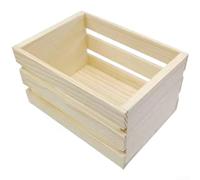 Cesta de almacenamiento de madera de pino de tamaño miniatura para suministros de manualidades para modelos Mini y pequeñas organizaciones coleccionables (12,5 x 8,8 x 7 cm)