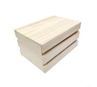 Cesta de almacenamiento de madera para manualidades y bricolaje, material de madera de pino natural, 16 x 12 x 7 cm y 20 x 15 x 7 cm, para actividades infantiles, decoración festiva (M)