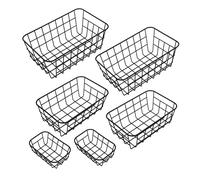 Cesta de almacenamiento de metal, color negro, 2 x 25/21 / 15 cm, juego de 6 unidades, apilables, cesta de alambre para estantería, armario, cocina, oficina