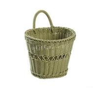 Cesta de almacenamiento de mimbre estructurado hecha de ratán sintético para uso a largo plazo en entornos de cocina o baño con un desgaste mínimo (1 verde)