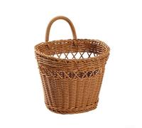 Cesta de almacenamiento de mimbre estructurado hecha de ratán sintético para uso a largo plazo en entornos de cocina o baño con mínimo desgaste (1 marrón)
