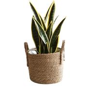 Cesta de almacenamiento de paja genérica con asa, cesta decorativa | Cubierta de maceta natural para interior, balcón, terraza, jardín y decoración al aire libre