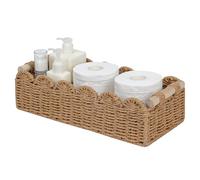 Cesta de almacenamiento de papel higiénico con borde festoneado de cuerda de papel, pequeña sala de estar, dormitorio, cestas de decoración para estante de almacenamiento sobre el inodoro, mesa