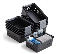 Cesta de almacenamiento de pl stico IRIS USA, paquete de 12, cesta peque a para estantes, organizador