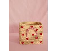 RICE Cesta con asas Rice rafia 30x30 cm Red hearts