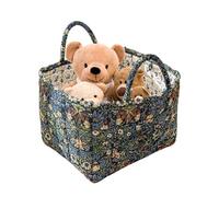 Cesta de almacenamiento de tela bohemia, plegable y portátil, 33 x 27 x 26 cm, organizador de patrón floral, cesta decorativa con asa, almacenamiento versátil para el hogar, para dormitorio de