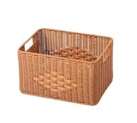Cesta De Almacenamiento For Artículos Diversos De Escritorio De Sala De Estar, Merienda, Dormitorio, Cocina, Baño, Cesta De Almacenamiento De Ratán(Brown_Small)