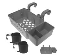 Cesta de almacenamiento junto a la piscina, organizador junto a la piscina, con 2 portavasos, organizador multifuncional para bebidas en el patio trasero, bebidas, juguetes al aire libre, toallas