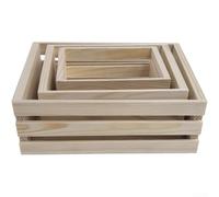 Cesta de almacenamiento, paquete de 1 o 3 cajas de madera de pino para miniaturas, tamaños personalizables, organizar manualidades objetos pequeños, decoración rústica ligera para casa de muñecas y