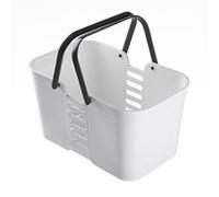 Cesta de almacenamiento para baño, cesta de plástico de mano de gran capacidad con drenaje, cesta de aseo cuadrada gruesa y elevada