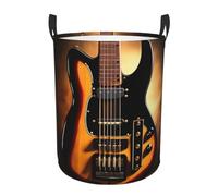 Cesta de almacenamiento para guitarra instrumental con asa, cesta portátil para ropa de dormitorio, cesta redonda de una sola capa