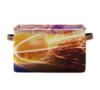 Cesta de almacenamiento para juguetes con impresión de baloncesto BIGJOKE con asas de tela para guardería, guardería y oficina