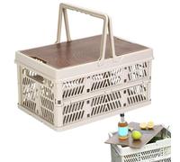 Cesta de almacenamiento plegable de material PP | Práctica organizadora con tapa y asas, apilable y ahorra espacio, perfecta para actividades al aire libre, viajes y organización del hogar