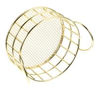 Cesta de Almacenamiento Redonda de Hierro Dorado, Estilo Simple | Textura Clara y Aspecto Tejido, para Escritorio, Tocador y Hogar Organiza Maquillaje y Papelería