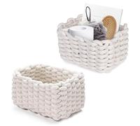 Cesta de almacenamiento tejida, 2 Cestas Cestos Organizadores, Cesta trenzada, Cesta de almacenamiento, Cestas de baño para Baño,Armarios,Salones