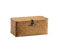 Cesta de almacenamiento tejida a mano, caja de almacenamiento vintage creativa para el hogar, organizador de escritorio (Mediano)