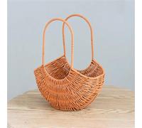 Cesta de almacenamiento tejida a mano con flores y verduras, cesta de mano de ratán, aperitivos, pan, cesta de picnic, organizador de escritorio, 2 unidades