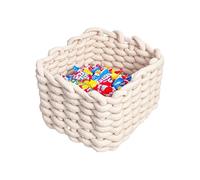 Cesta de almacenamiento tejida, cesta organizadora, contenedor rectangular de escritorio, ideal para juguetes de niños, controles remotos, llaves, libros, aperitivos, revistas, uso doméstico y en el