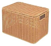 Cesta de almacenamiento tejida con marco hierro y ratán PP tapa | Beige 32x23x20 cm: Merienda, Artículos varios, Ropa, Estructura de hierro, Tapa de cajón