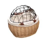 Cesta de almacenamiento tejida con tapa, cesta tejida para mascotas, para adultos, bicicleta, ratán, almacenamiento para mascotas
