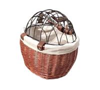 Cesta de almacenamiento tejida de ratán para bicicletas, para adultos, cesta de almacenamiento tejida con tapa, cesta tejida para mascotas