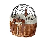Cesta de almacenamiento tejida de ratán para bicicletas, para adultos, cesta de almacenamiento tejida con tapa, cesta tejida para mascotas