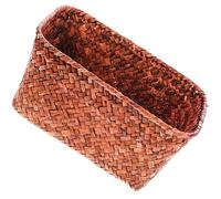 Cesta de Almacenamiento Tejida Portátil, de Algas Marinas, Naranja | Estilo Minimalista Retro, Acabado Artesanal Suave, para Documentos y Cartera, Hogar y Mesa de Entrada