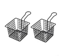 Cesta de aperitivos para patatas fritas y alas de pollo hecha de hierro a prueba de óxido con un mango portátil para servir fácilmente en restaurantes y bares