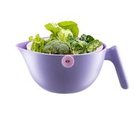 Cesta De Asistencia De Cocina - Cloander Medias De Doble Capa | Caldera De Dos Capas Con Mango | Tazón De Vaciado De Alimentos Rotando Para Bayas, Ensalada Y Verduras |