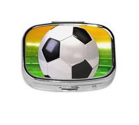 Cesta de balón de fútbol en el campo, pastillero Meta con 2 compartimentos, organizador portátil