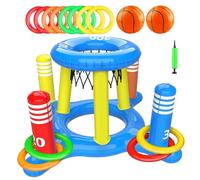 Cesta De Baloncesto De Piscina - 2 En 1 Cesta Flotante Dee Basket Con 2 Globos 8 Círculos | Juguetes Acuáticos Para Niños 4-12 Años Niños Niñas | Juegos Dee Playa De Verano Para Familia Piscina