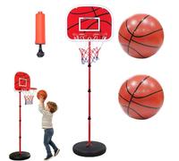Cesta de baloncesto infantil portátil ajustable con 3 globos y una bomba