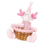 Cesta de bambú decorativa de bambú con adornos navideños, suministros para fiestas con bonitos accesorios